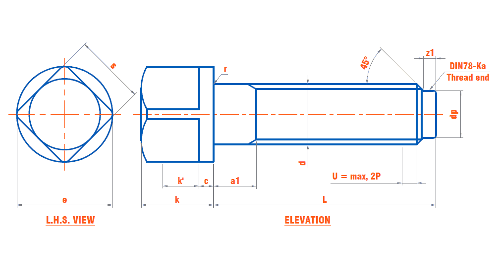 DIN 480 - Square Head Bolts With Collar And Tip Approach